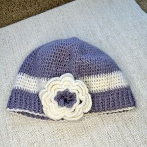 Hand knitted wool beanie hat for cold weather